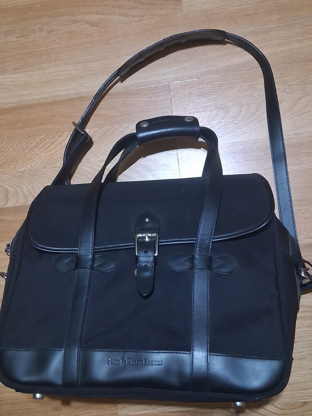 Vintage Polo Ralph Lauren Black Canvas Leather Travel Bag